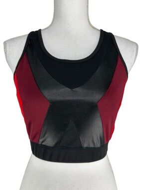 KIMBERLY C / Black Red Maroon Sports Bra Crop Top / Small / Summer Goth Festival